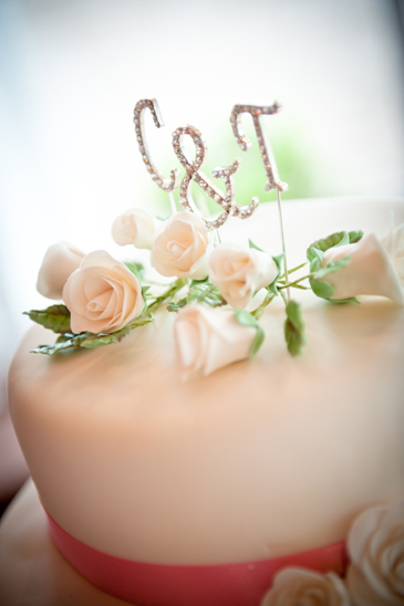 pink white wedding cake